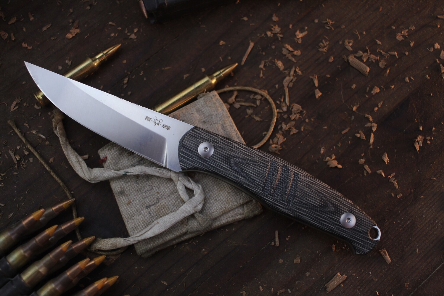 Giant Mouse GMF2 3.62&quot; Fixed Blade / Black Micarta / Satin N690 ( Pre Owned ) 