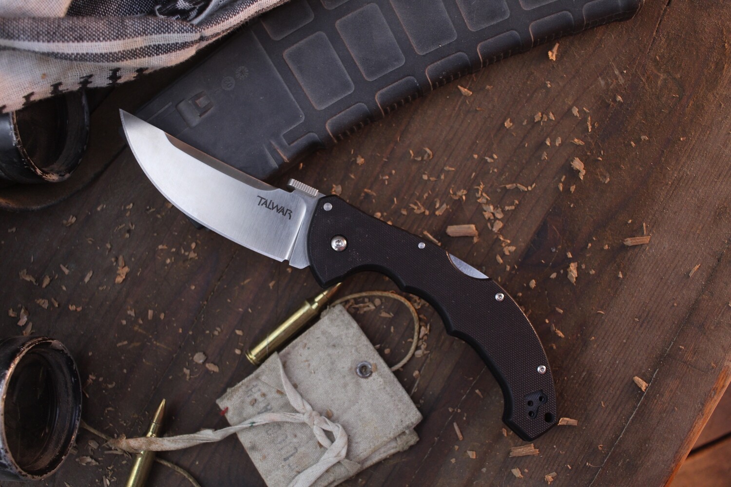 Cold Steel Talwar 4&quot; Tri-Ad Lock Folder / Black G-10 / Stonewashed S35VN ( Pre Owned )