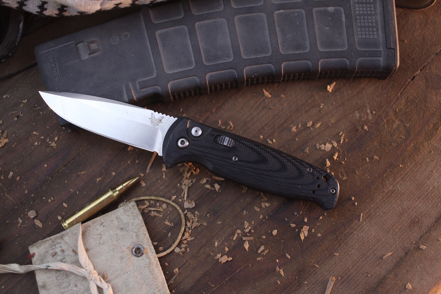 Benchmade CLA 3.4&quot; Drop Point Automatic Folder / Black G-10 / Satin 154CM ( Pre Owned )