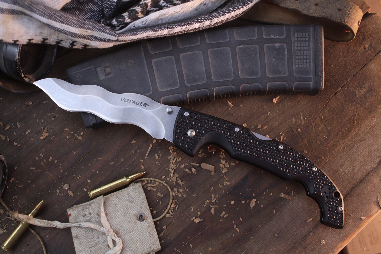 Cold Steel Kris Voyager VI 6&quot; Folding Knife / FDE Zytel / Satin AUS 10A Kris ( Pre Owned )