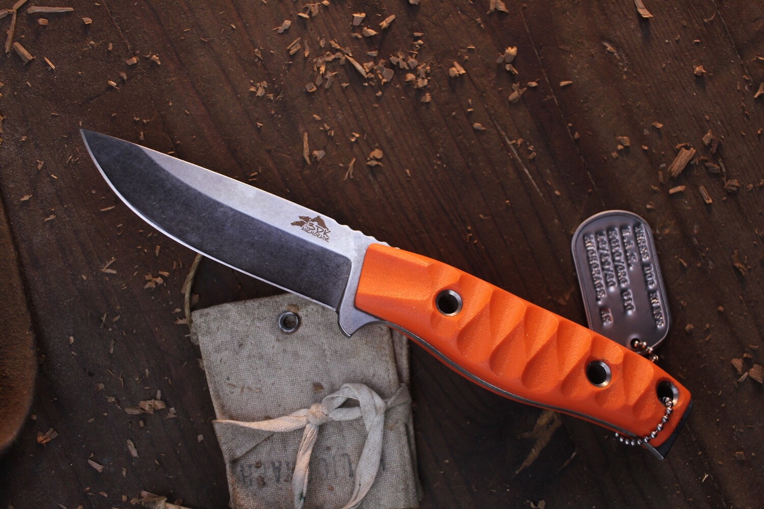 3DK MAK 4&quot; Fixed Drop Point, K110 Blade / Orange G10 handle