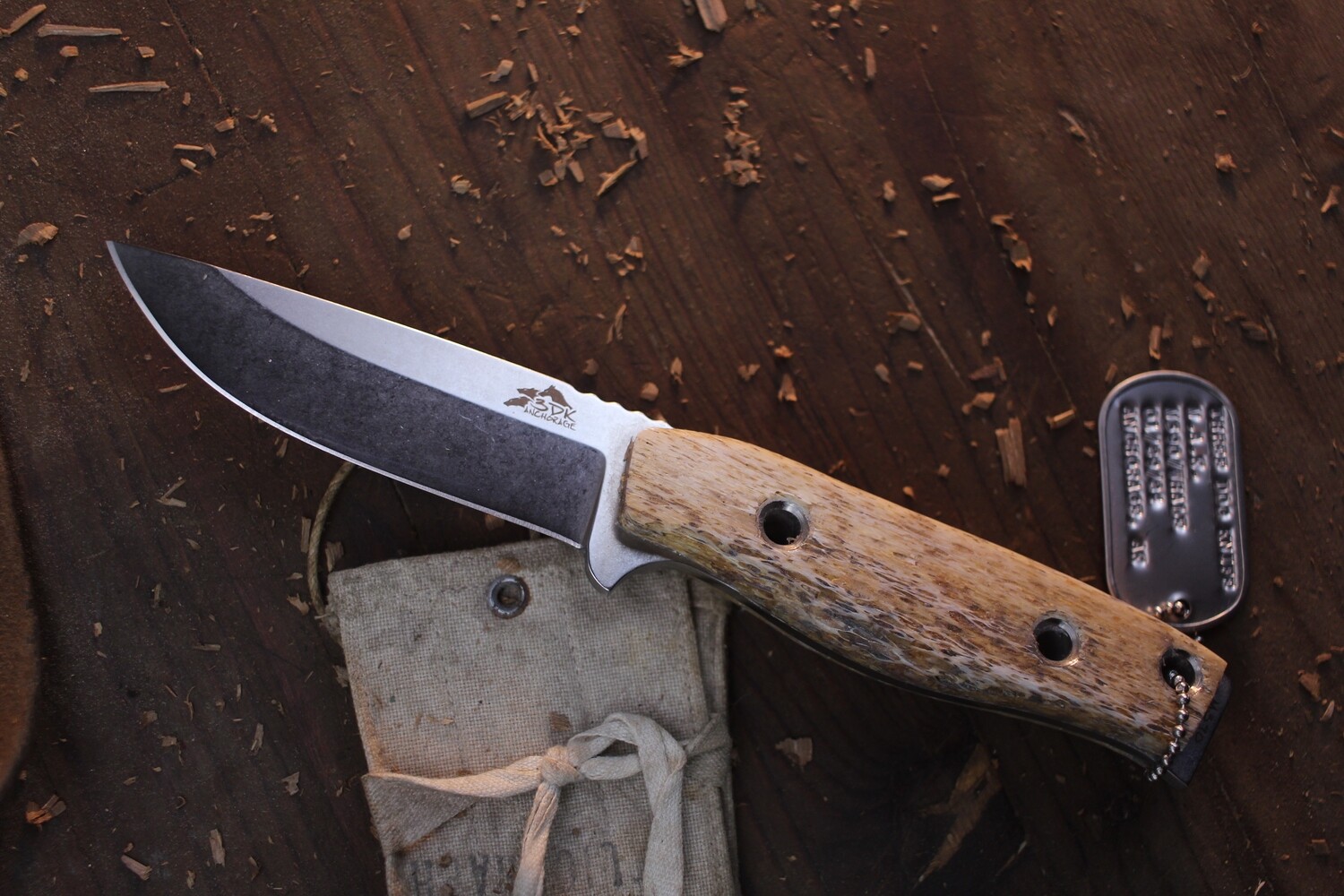 3DK MAK 4&quot; Fixed Drop Point, M390 Blade / Whale Bone Handle