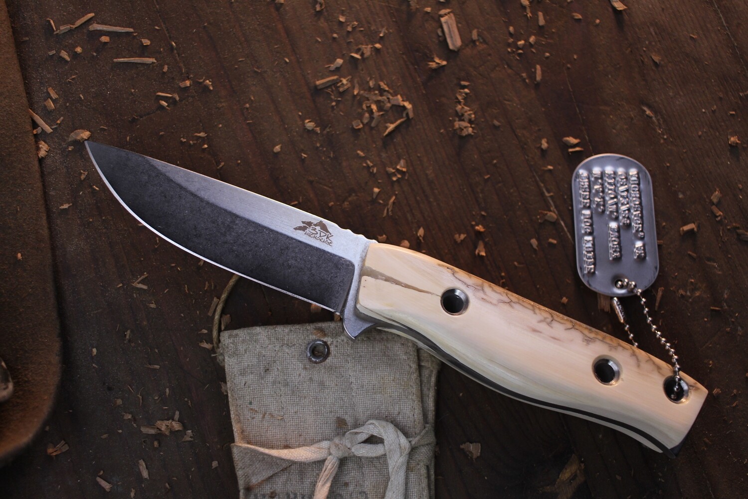 3DK MAK 4&quot; Fixed Drop Point, M390 Blade / Mammoth Ivory Handle