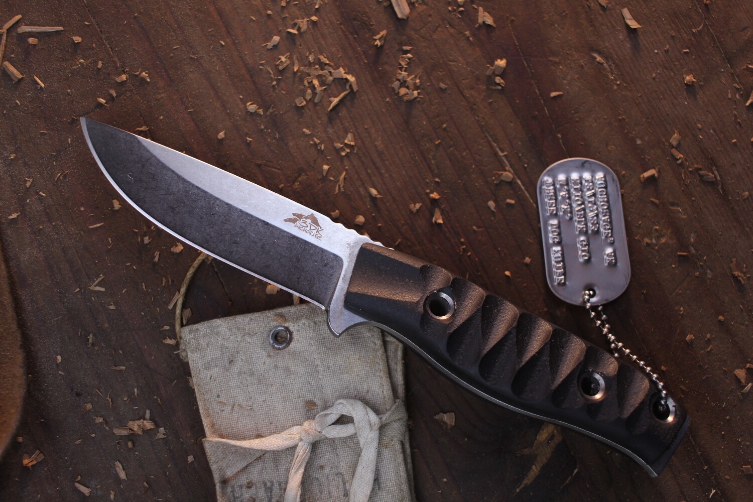 3DK MAK 4&quot; Fixed Drop Point, M390 Blade / Black G10 handle