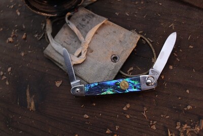 Canal Street Cutlery 1.5&quot; Sleeveboard Ring Folder / Paua Shell &amp; Nickle / Satin A2  ( Pre Owned )