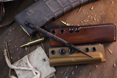 TOOR Knives Marlin Spike 2.0 6.5” Kubotan / Black 4140 / Fold Over Leather Sheath &amp; Kydex ( Pre Owned )