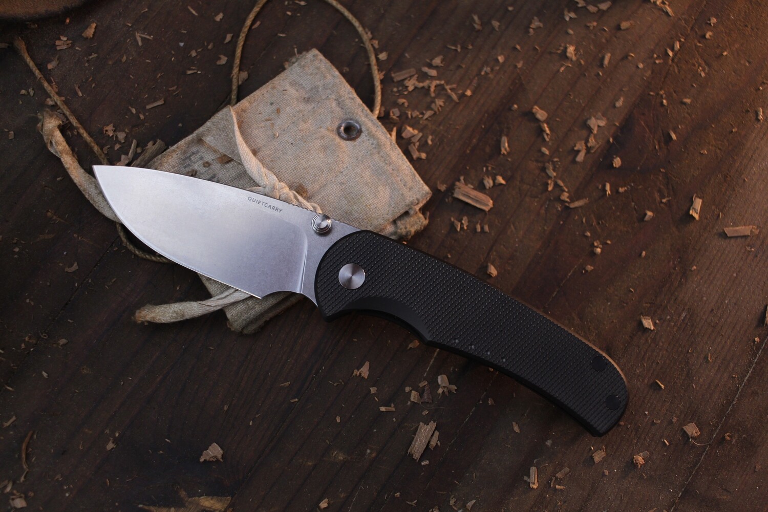 Quiet Carry The Drift 2.98&quot; Folding Knife / DLC Textured Titanium / Stonewashed Vanax Superclean ( Pre Owned )