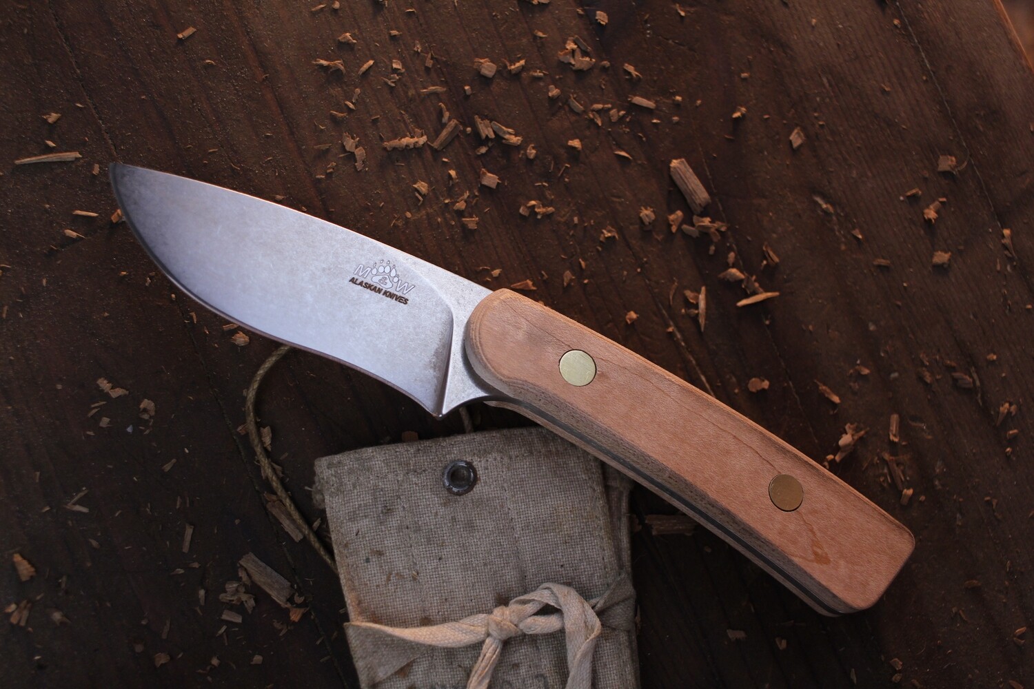 M&amp;W Alaskan 12 Mile Summit 3.5” Fixed Blade Hunter / Maple / Stonewashed S30V