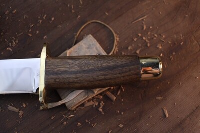 David Reed Backwoods Fighter 8" Fixed Blade / Shedua Wood With Brass Pommel &amp; Double Guard / Satin D2
