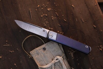 Medford Knife and Tool (MKT) Gentleman Jack 3.1&quot; Slip Joint Knife / Purple Anodized Titanium / Satin S35V ( Pre Owned )