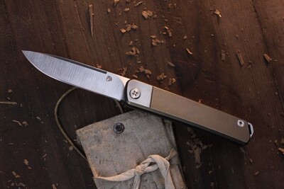 Medford Knife and Tool (MKT) Gentleman Jack 3.1&quot; Slip Joint Knife / Bronze Anodized Titanium / Satin S35V ( Pre Owned )