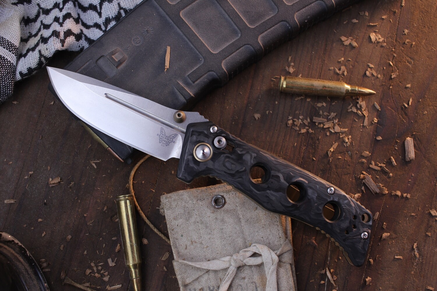 Benchmade Mini Adamas 3.3&quot; AXIS Lock Folder / Carbon Fiber / Stonewashed MagnaCut ( Pre Owned )