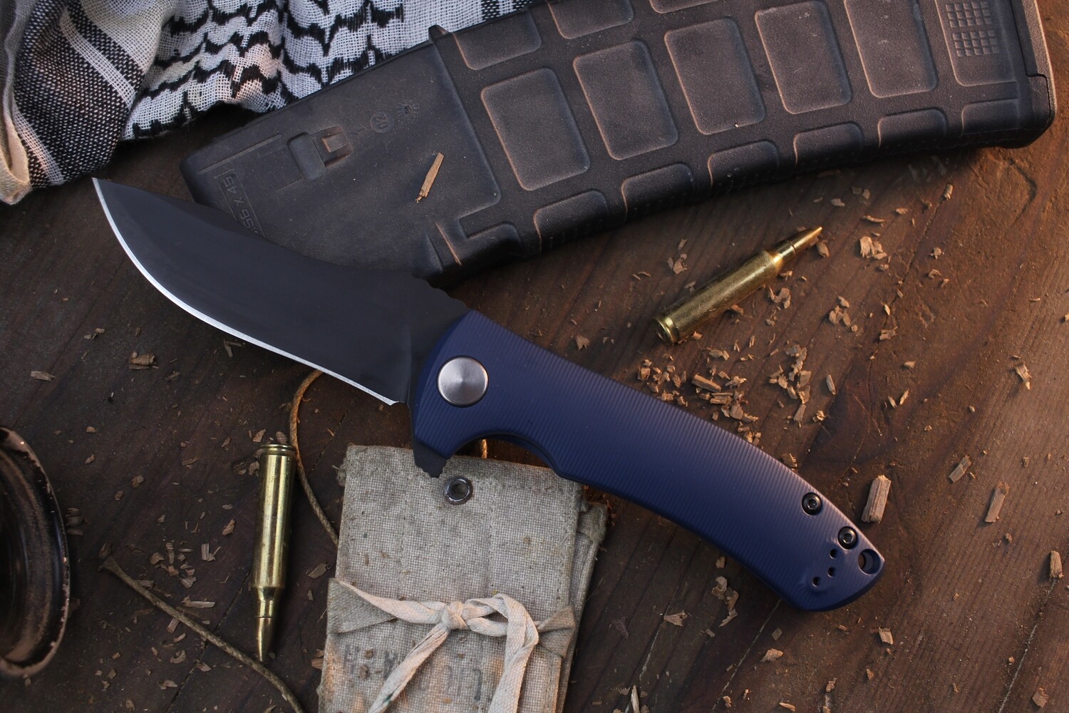 Zero Tolerance 0920 Les George 3.9&quot; Flipper Knife / Kel-Tec navy Blue Cerakote Titanium / Black 20CV  (Pre-Owned)