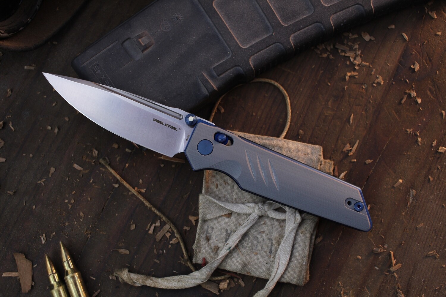Real Steel Sacra TAC 3.25&quot; Slidelock Folder / Textured Grey G-10 / Stonewashed K110 ( Pre Owned )