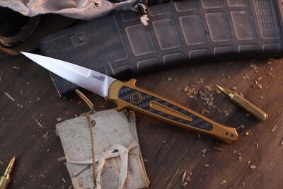 Kershaw Launch 8 3.4&quot; Automatic Plungelock Folder / Orange Aluminum &amp; Carbon Fiber / Stonewashed CPM 154 ( Pre Owned )