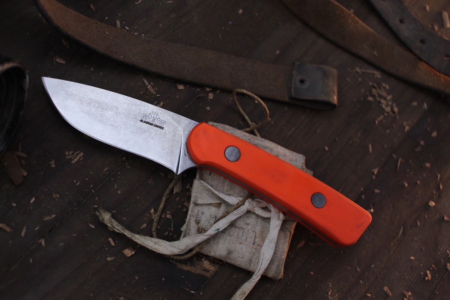 M&amp;W Alaskan 12 Mile Summit 3.5” Fixed Blade Hunter / Orange G-10 / Stonewashed S30V