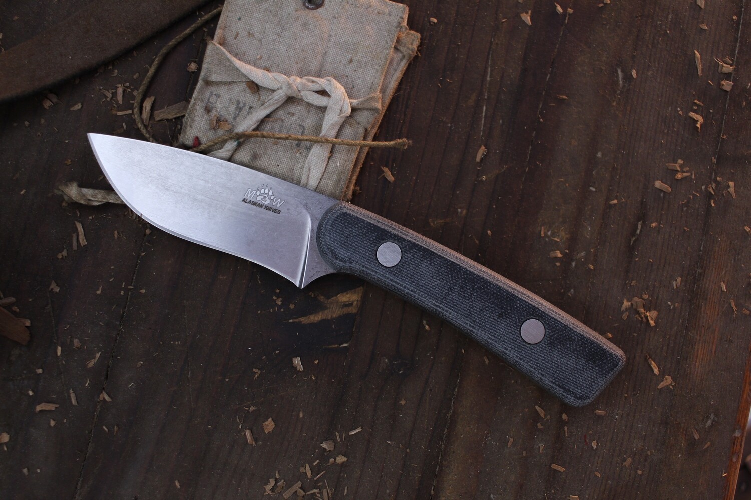 M&amp;W Alaskan 12 Mile Summit 3.5” Fixed Blade Hunter / Black Micarta / Stonewashed S30V