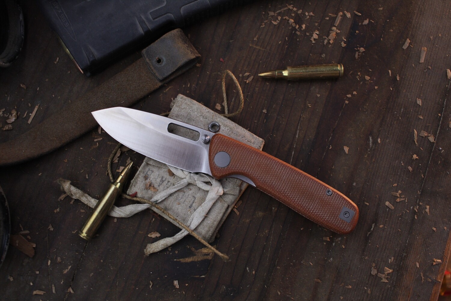 Bridgeport Knife Co 395 LL V2 3&quot; Linerlock Folder / Natural Micarta / Hollow Ground 20CV ( Pre Owned )