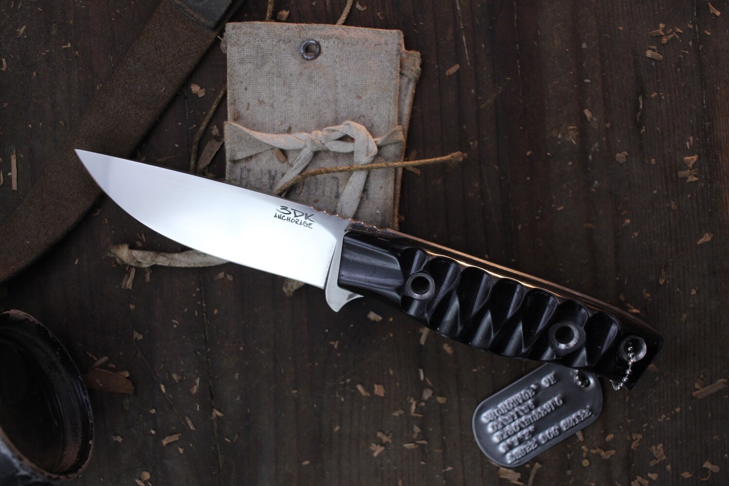 3DK MAK 4&quot; Fixed Drop Point, Convex Hand Ground M390 Blade / Contoured Buffalo Horn Handle