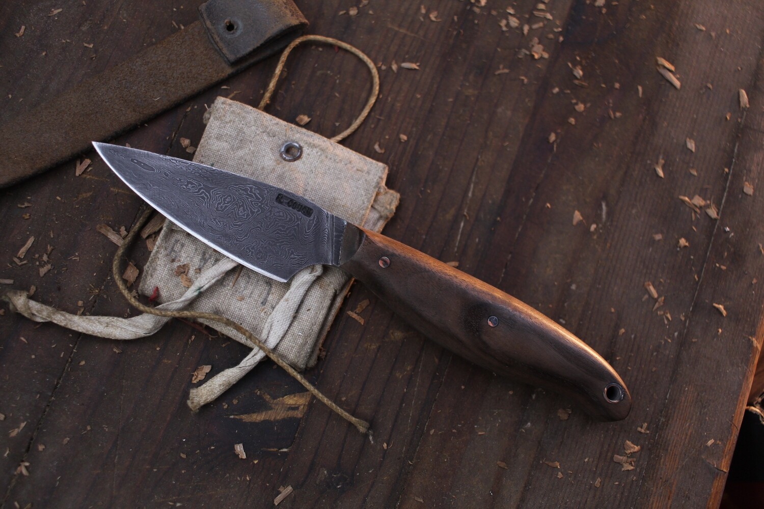 Mark Couch 3”  Capper / Walnut / Alaskan Forged Damascus