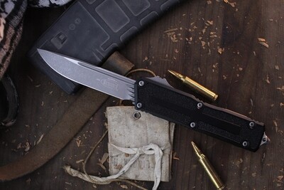 Microtech Scarab 2 Gen 3 S/E 3.9" OTF AUTO / Black Aluminum With Traction Inlays / Apocalyptic M390MK ( Pre Owned )