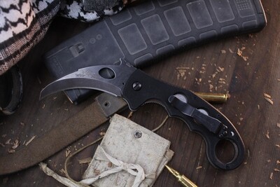 Emerson Super Karambit TF 3&quot; Wave Hooked Folder / Black G10 / Plain Thunderstorm 154CM ( Pre Owned )