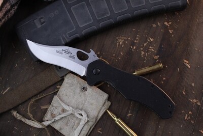 Emerson Snake CQC-10 SF 4.75&quot; Wave Hooke  Folder / Black G10 / Plain Stonewash 154Cm ( Pre Owned )