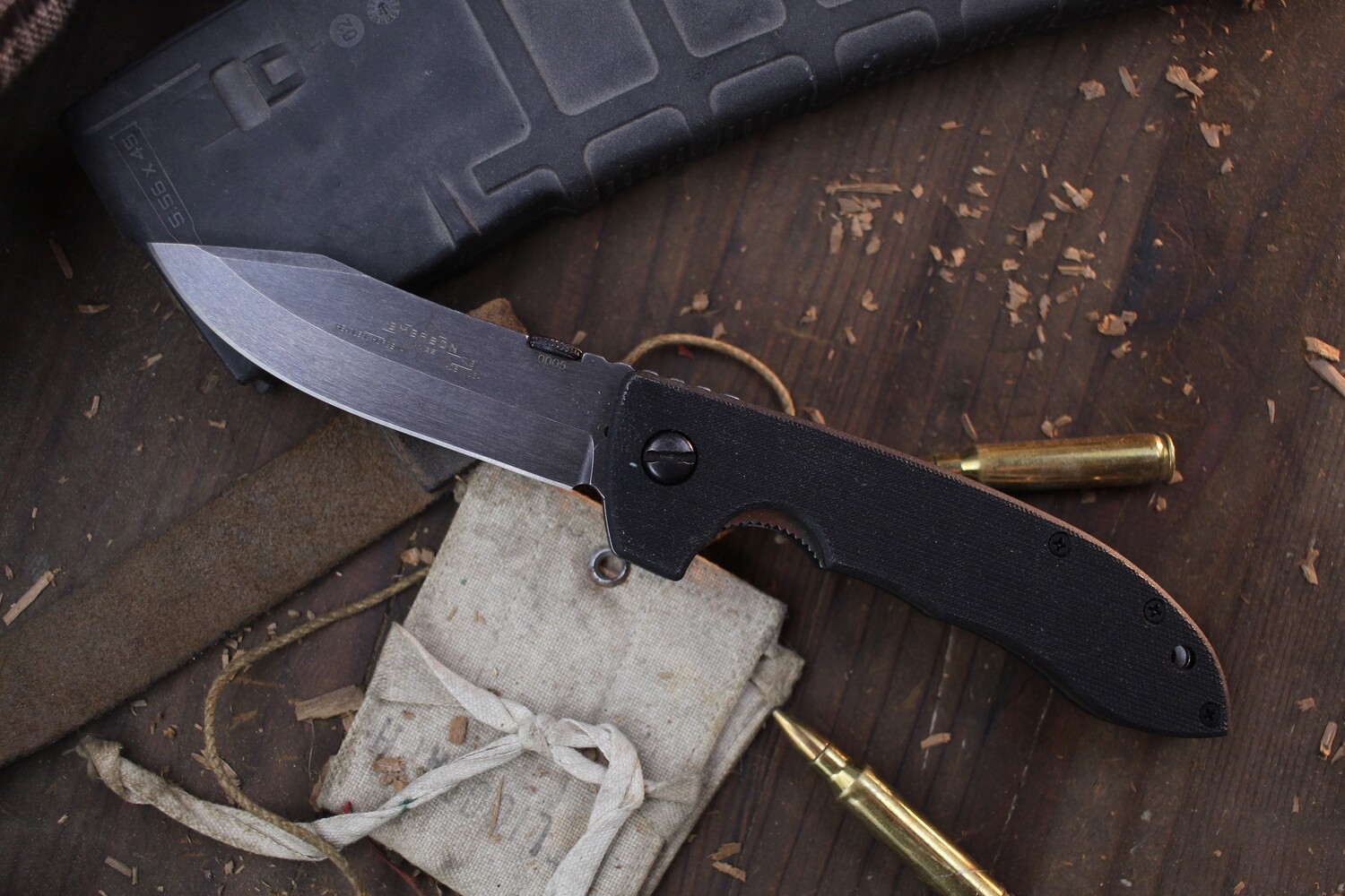 Emerson Headless Horseman TF 3.4&quot; Folding Knife / Black G10 / Plain Thunderstorm 154CM ( Pre Owned )