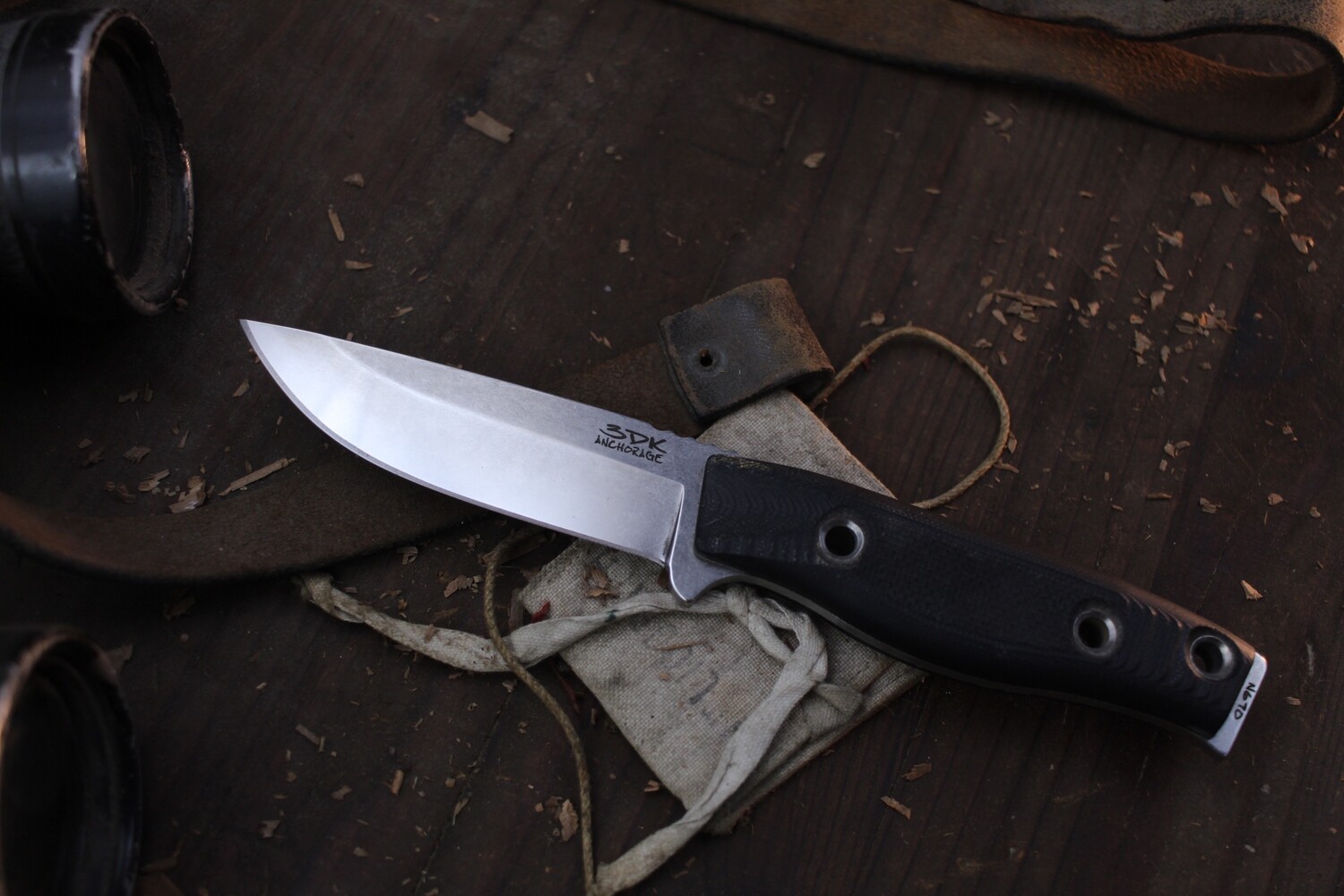 3DK MAK 4&quot; Fixed Drop Point, N690 Blade / Black G10 handle / Tan Kydex ( Pre Owned )