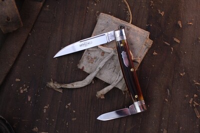 Great Eastern Northfield UN-X-LD #13 Clerk Slipjoint Folder / Antique Yellow Spring Field Bone / Satin 1095 ( Pre Owned )