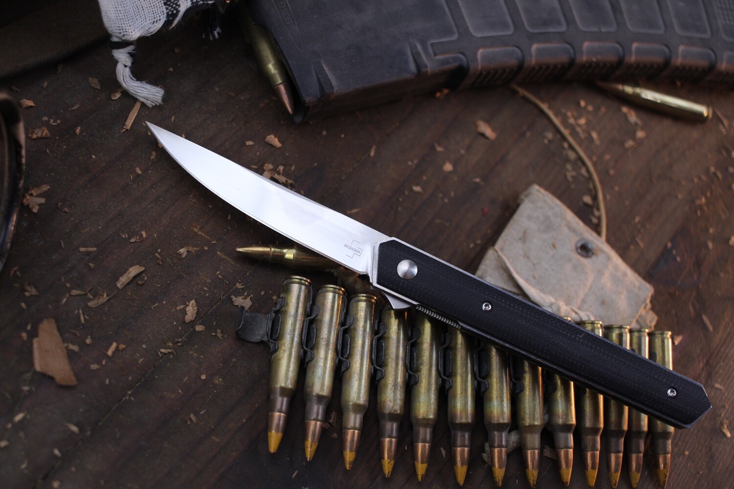 Boker Plus Kwaiken Air 3.5&quot; Liner Lock Flipper / Black G-10 / Satin VG-10 ( Pre Owned )