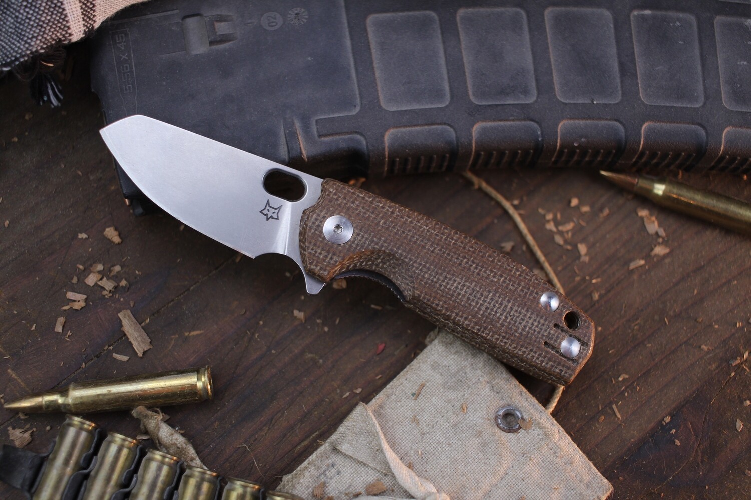 Fox Knives Baby Core Mini 2.35&quot; Linerlock Flipper / Canvas Micarta / Stonewashed M390 ( Pre Owned )