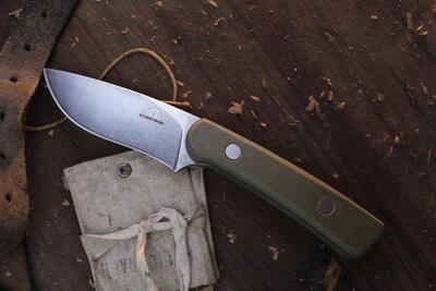 M&amp;W Alaskan 12 Mile Summit 3.5” Fixed Blade Hunter / OD Green G-10 / Stonewashed S30V
