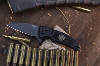 Hogue X1 Microflip 2.6" Plungelock Flipper / Black Machined G-10 / Gray Wharncliffe CPM-154 ( Pre Owned )