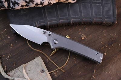 Chaves Knives Scapegoat Street 3.5&quot; Framelock Folder / Stonewashed Titanium / Satin M390
