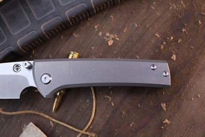 Chaves Knives Scapegoat Street 3.5&quot; Framelock Folder / Stonewashed Titanium / Satin M390