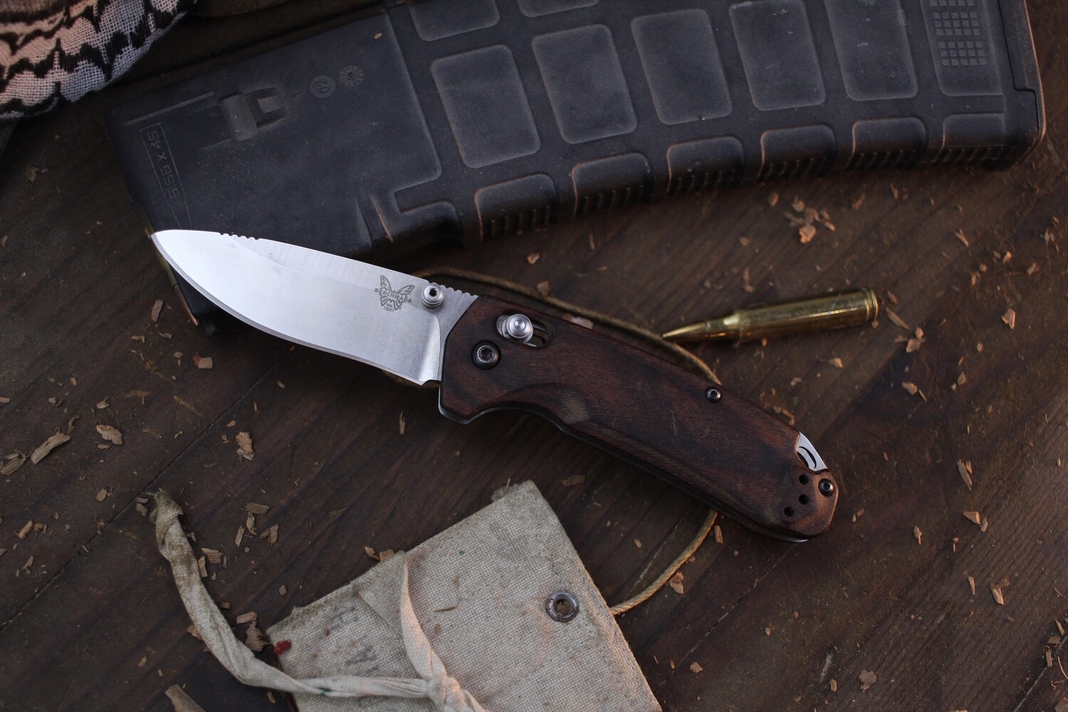 Benchmade North Fork 2.97&quot; AXIS Lock Folder / Dark Wood / Stonewashed S30V  (Pre-Owned)