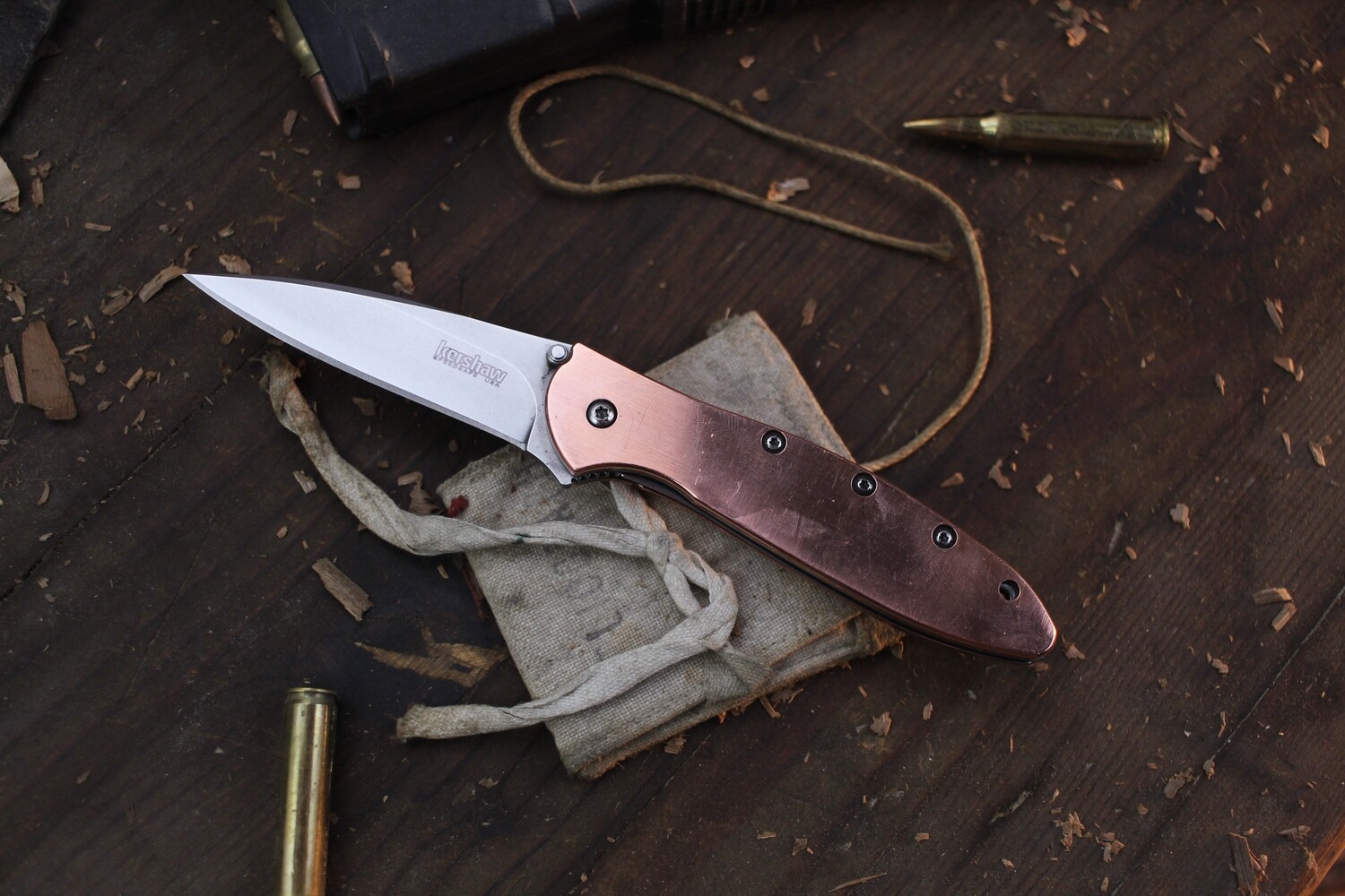 Kershaw Leek 3&quot; Assisted Knife / Polished Copper / Stonewashed CPM-154 ( Pre Owned )
