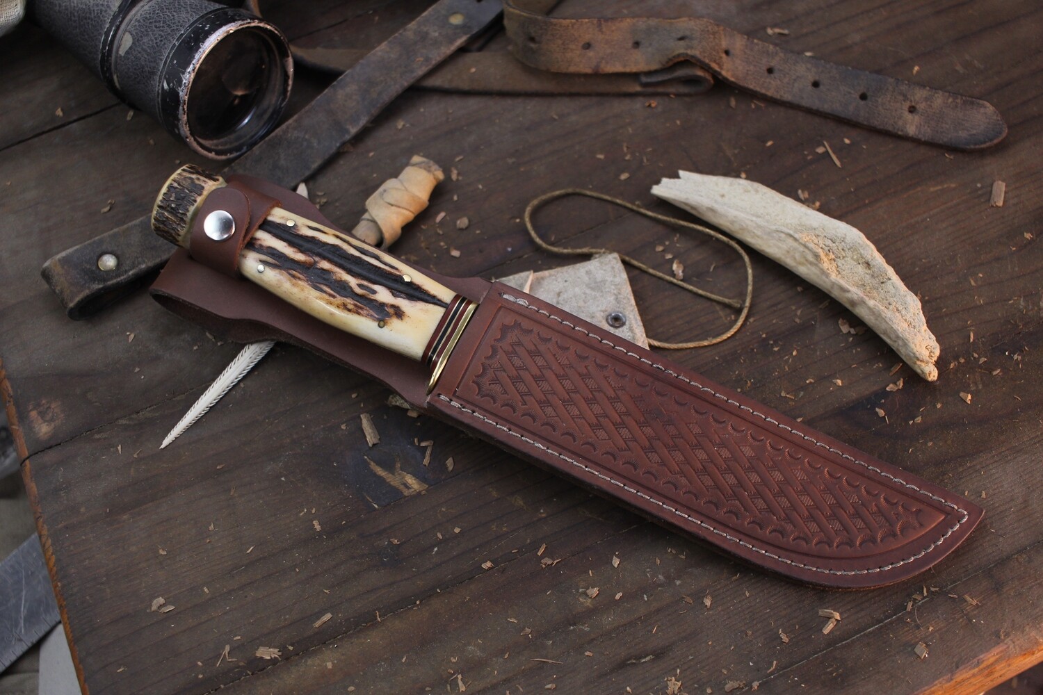 Marbles Antique Trailmaker 6.5&quot; Fixed Bowie / Stag Horn &amp; Stacked Delrin / Satin High Carbon ( Pre Owned )