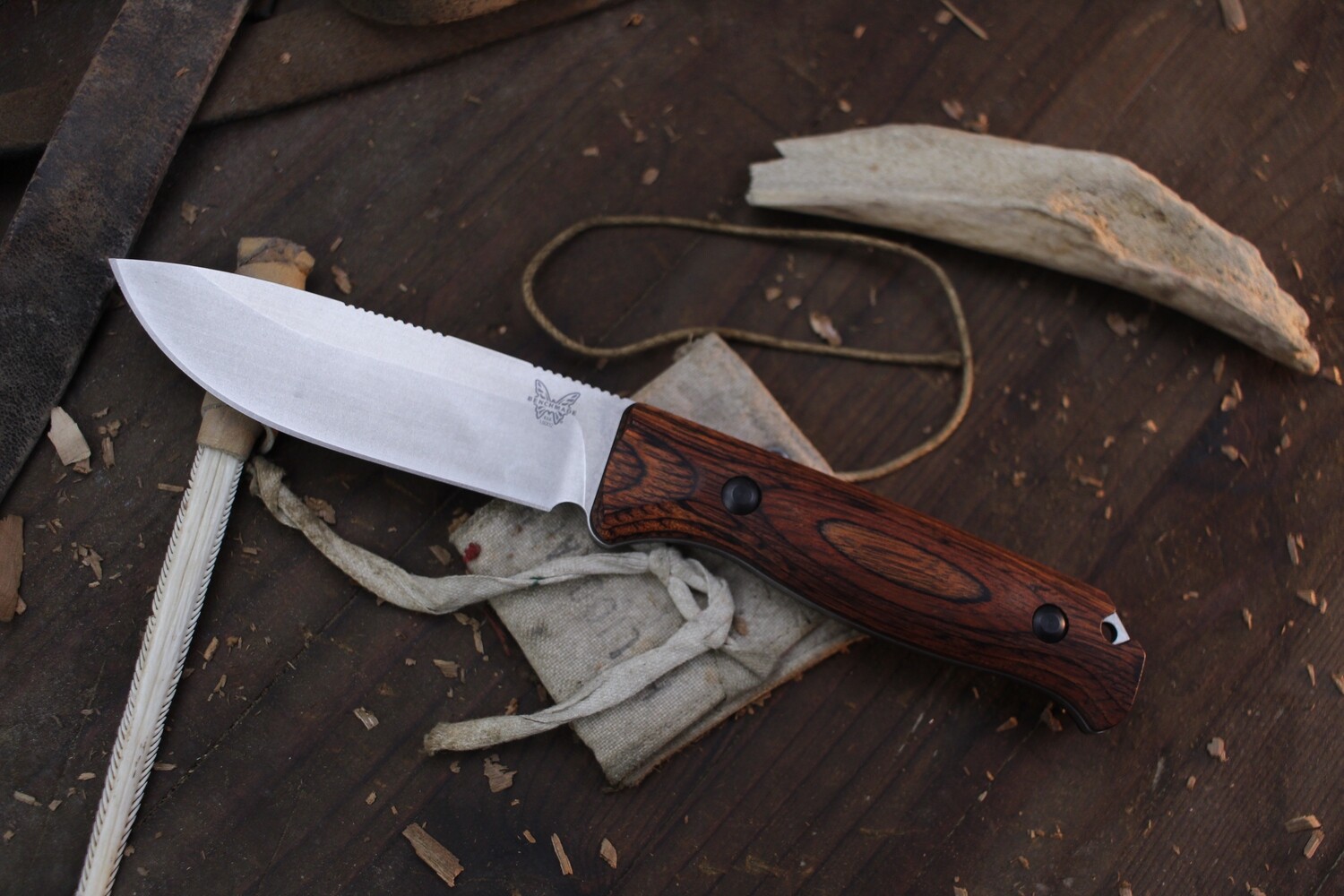 Benchmade Hunt Saddle Mountain 4.2&quot; Skinner Fixed Blade Knife / DymondWood / S30V ( Pre Owned )