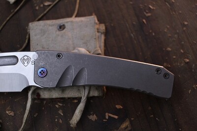 Medford Knife &amp; Tool (MKT) Midi Marauder 3.625” Framelock Folder / Stonewashed Titanium / Satin S35VN ( Pre Owned )