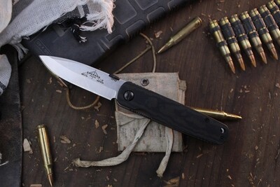 Emerson Mini A-100 SF 3&quot; Linerlock Folder / Black Richlite Handle / Stonewash 154CM ( Pre Owned )