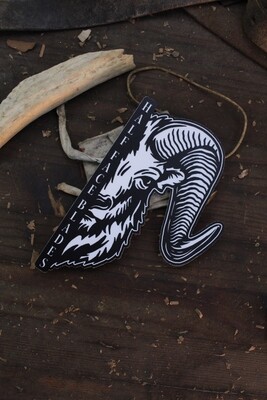 Half Face Blades Rams Head Sticker ( White On Black )