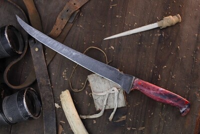  Carnivore Tactical MAIN COURSE 9.5" Fixed Blade Fillet / Blood Splatter Epoxy / Acidwashed AEB-L