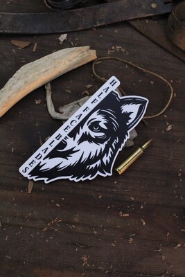 Half Face Blades Wolf Sticker ( White On Black )