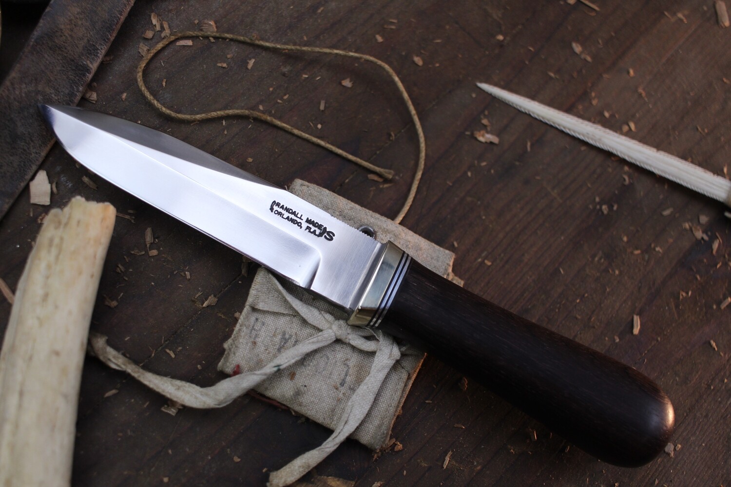 Randall Made Model Gambler G5  5&quot; Fixed Blade / Dark Zircote Wood / Stainless ( Pre Owned )
