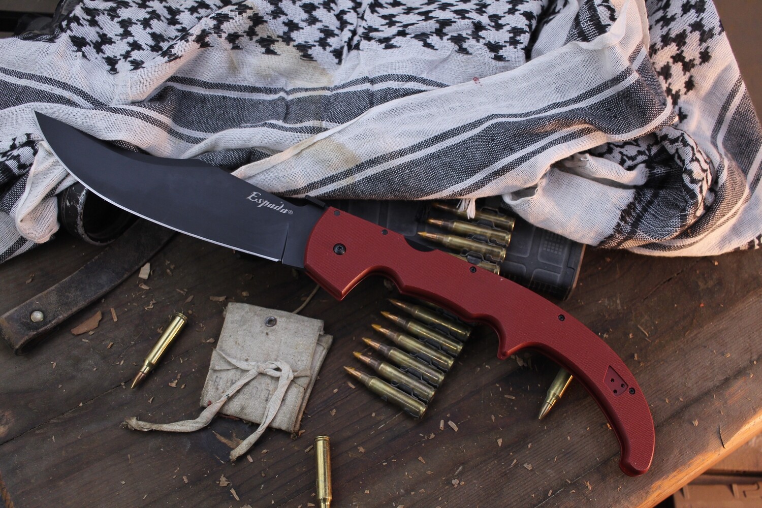 Cold Steel Espada XL 7.5&quot; Lockback Folder / Red G-10 / Black AUS10A ( Pre Owned )
