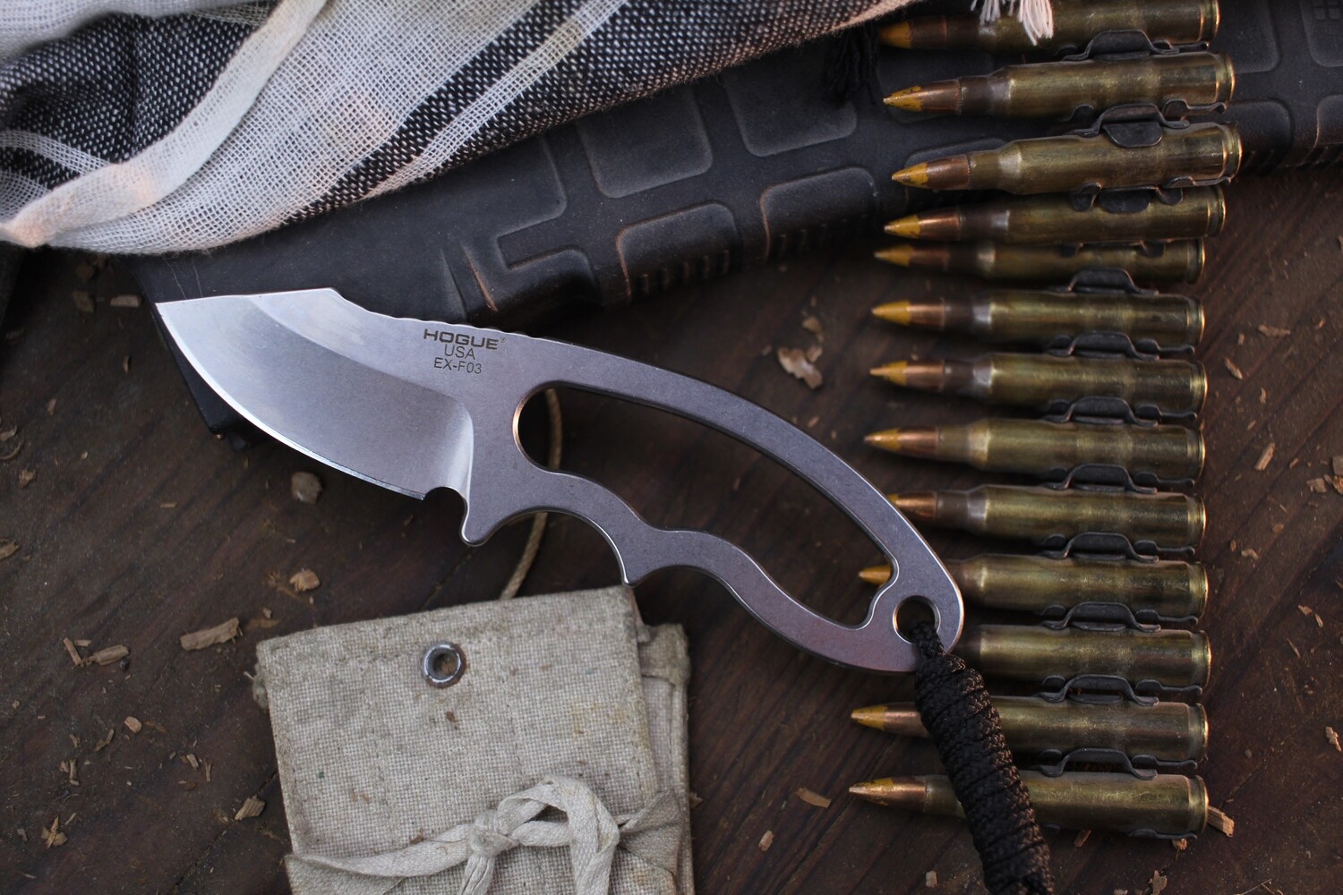 Hogue EX-F03 2.25&quot; Neck Knife / Stonewashed 154CM ( Pre Owned )