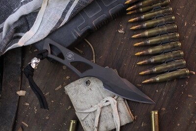 Spartan Blades Enyo Black 2.68" Fixed Blade / Grey DLC S45VN ( Pre Owned )