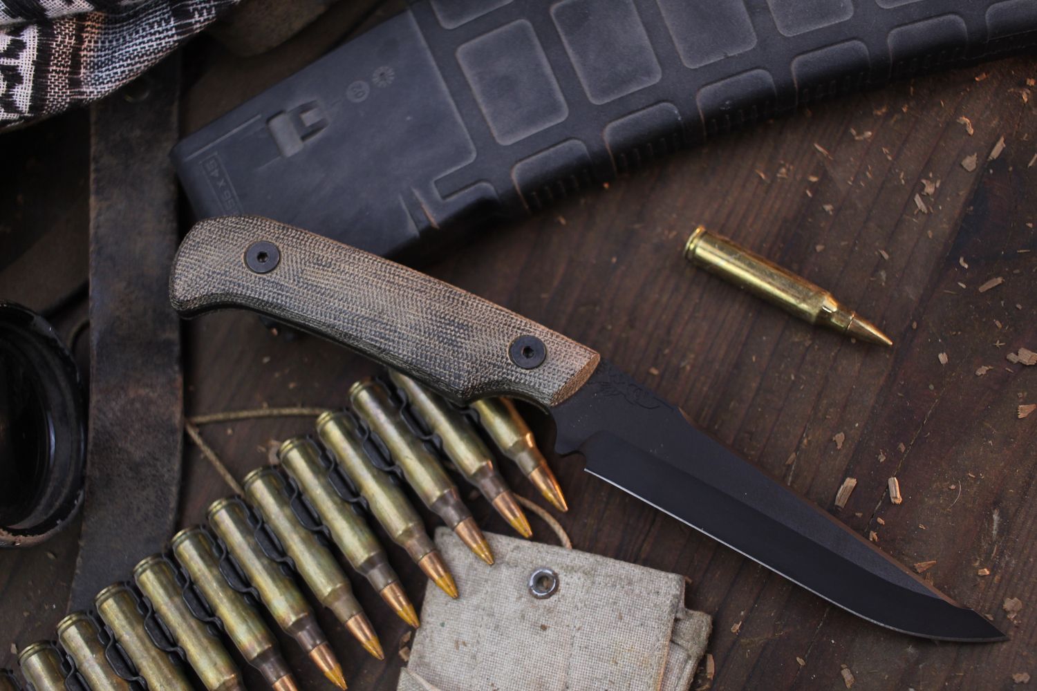 Half Face Blade Boogeyman 4.125&quot; Fixed Blade / Green Micarta / Black Cerakote MagnaCut ( Pre Owned )